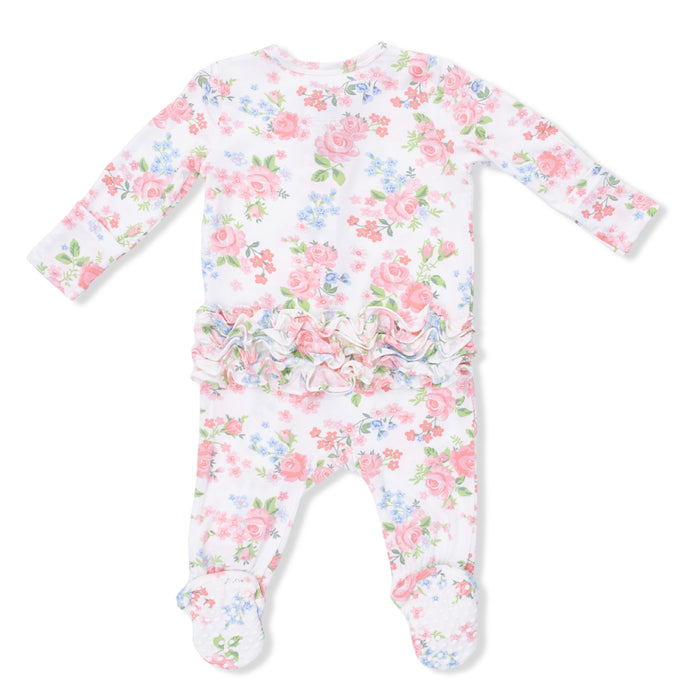 Angel Dear Cute Little Roses Zipper Footie