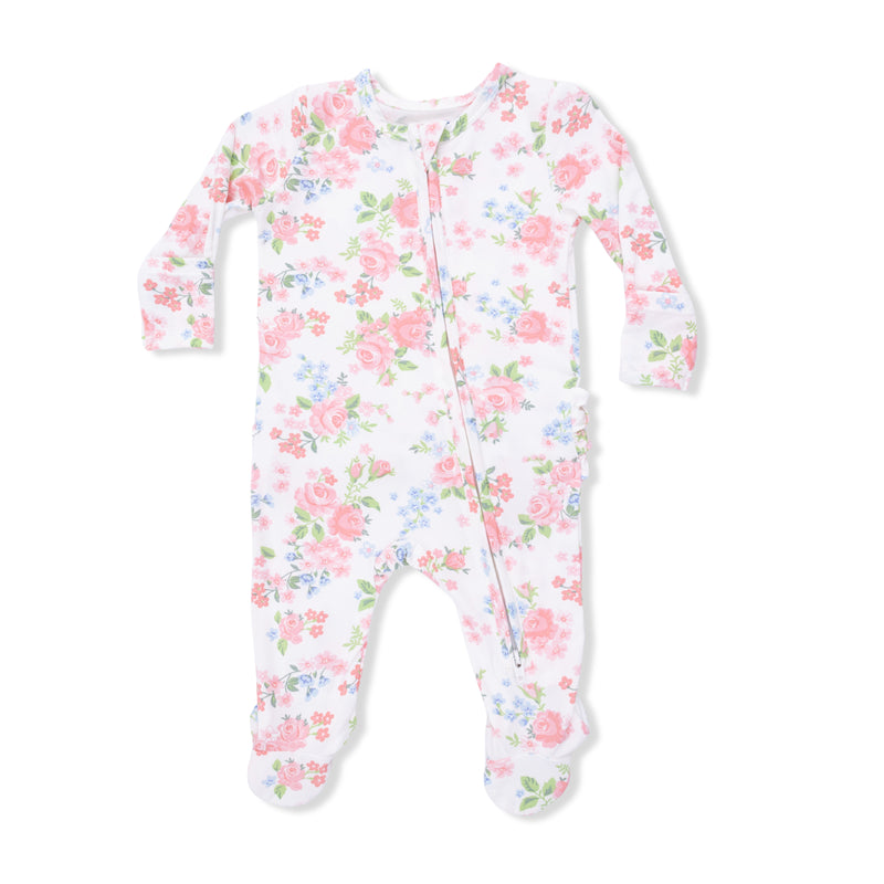 Angel Dear Cute Little Roses Zipper Footie