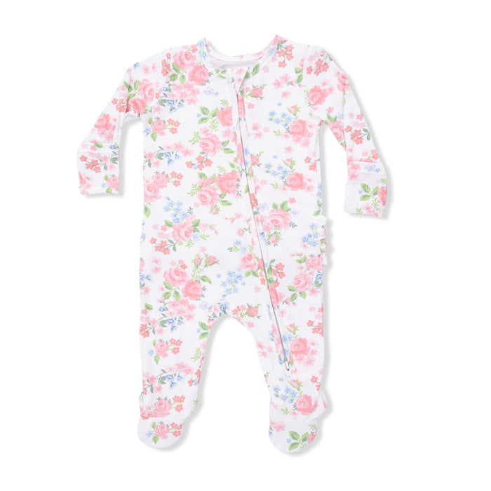 Angel Dear Cute Little Roses Zipper Footie