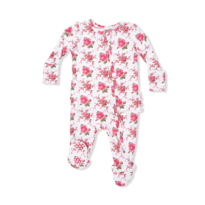 Angel Dear Elegant Roses Ruffle Back Zipper Footie