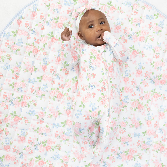 Angel Dear Cute Little Roses Zipper Footie