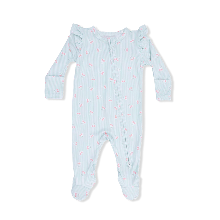 Angel Dear Tiny Cherry Stripe Zipper Footie