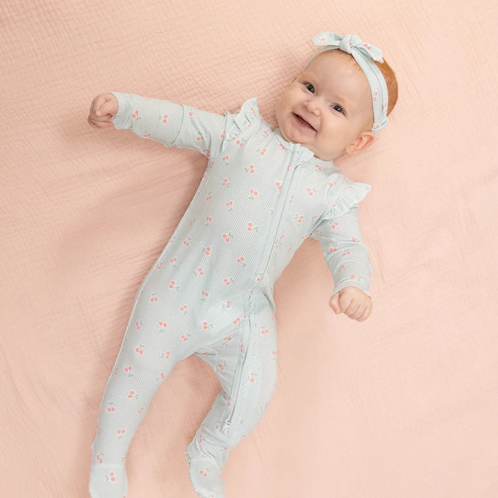 Angel Dear Tiny Cherry Stripe Zipper Footie