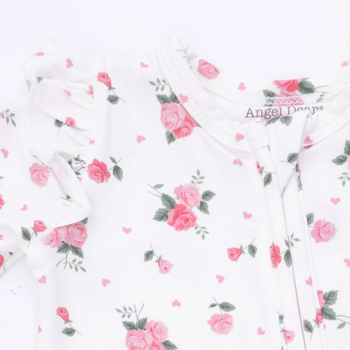 Angel Dear Pink Rosettes Ruffle Zipper Footie