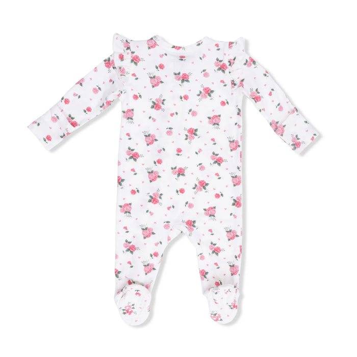 Angel Dear Pink Rosettes Ruffle Zipper Footie