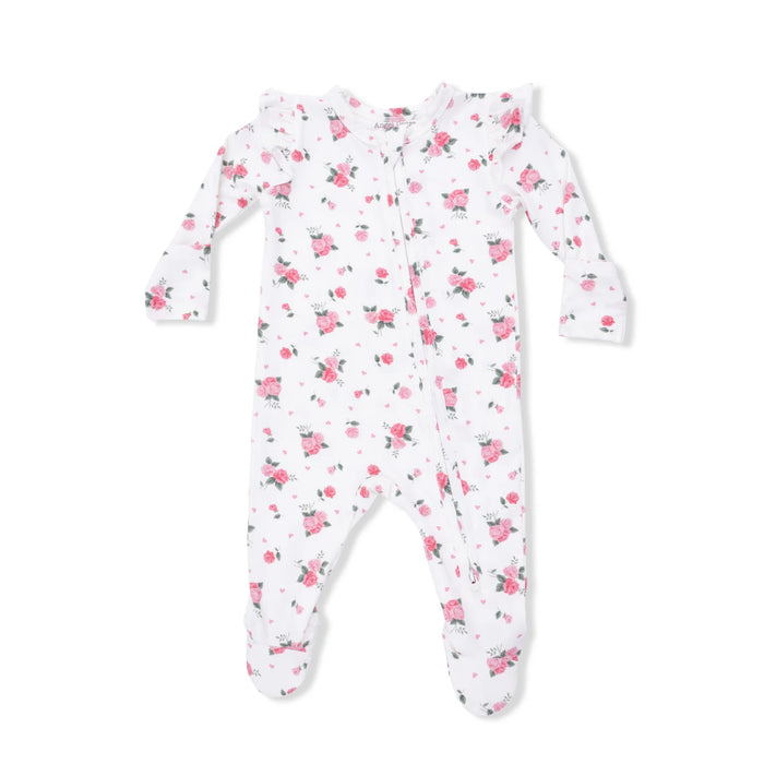 Angel Dear Pink Rosettes Ruffle Zipper Footie
