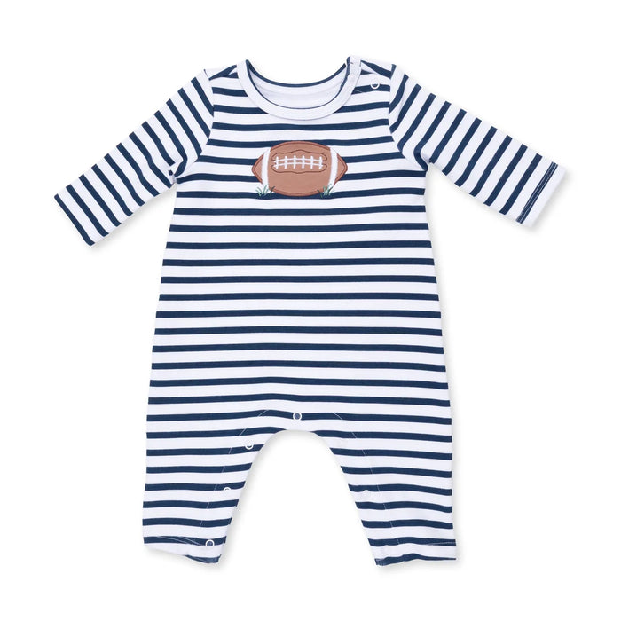 Angel Dear Football Navy L/S Snap Shoulder Romper