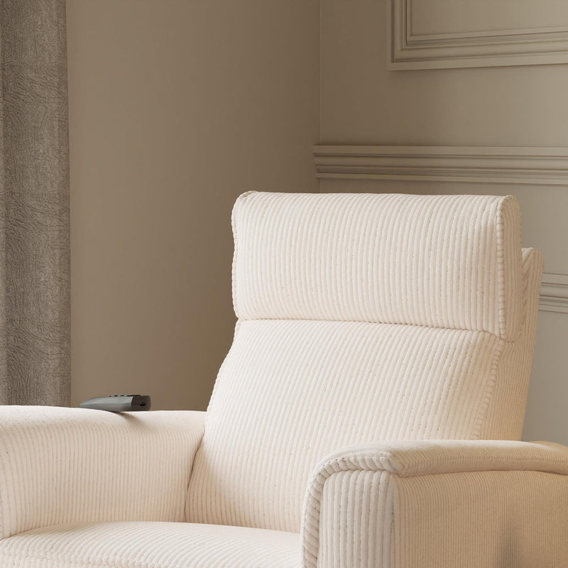 Monogram by Namesake Willa Deluxe Power Recliner and Swivel Glider with Heat + Massage | Ivory Corduroy