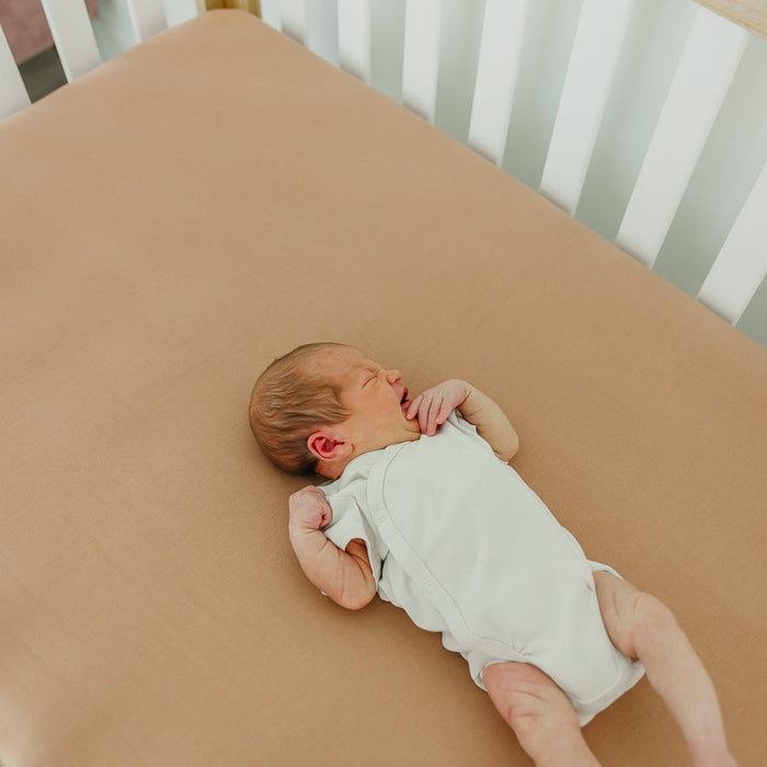 Copper Pearl Premium Knit Fitted Crib Sheet | Pecan