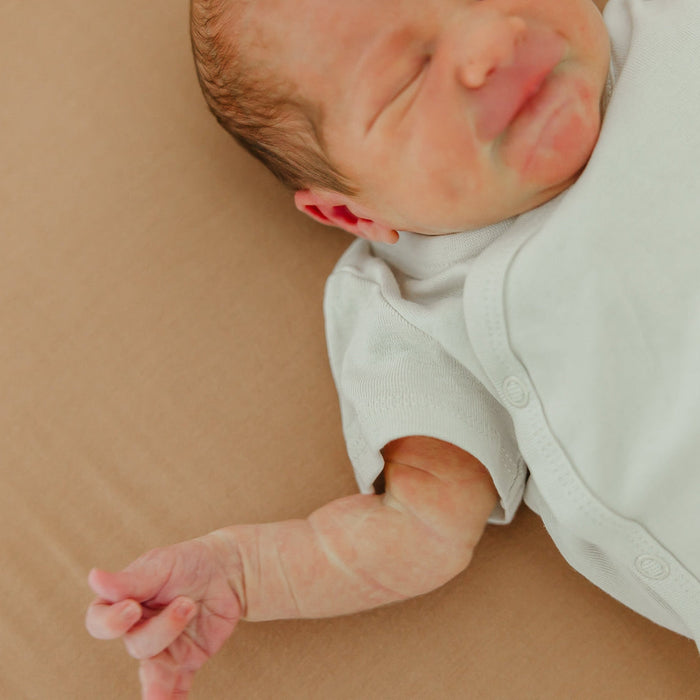 Copper Pearl Premium Knit Fitted Crib Sheet | Pecan