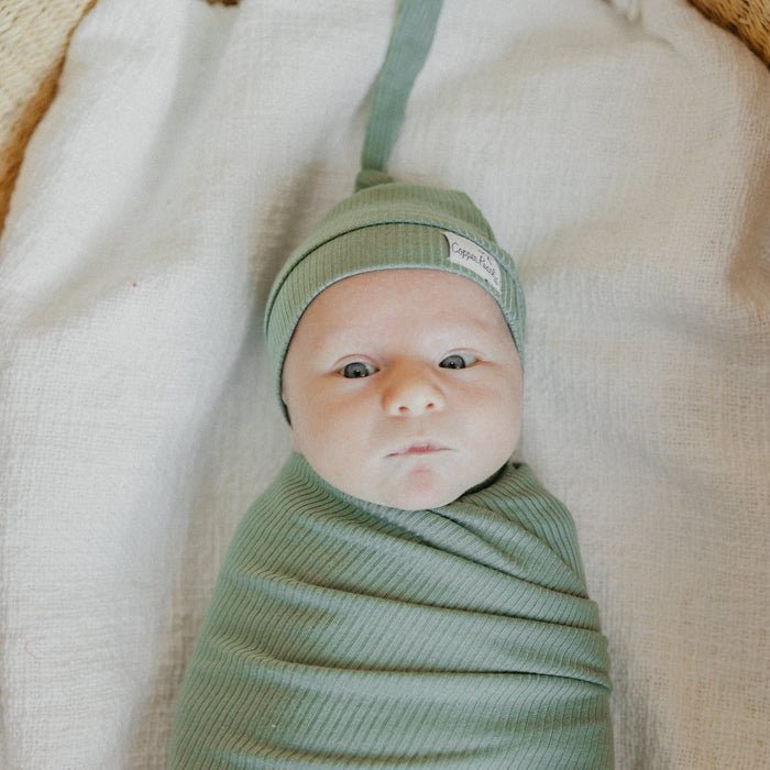 Copper Pearl Rib Knit Swaddle Blanket | Clover