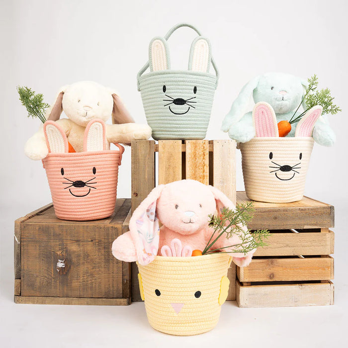 Peach Bunny Rope Basket
