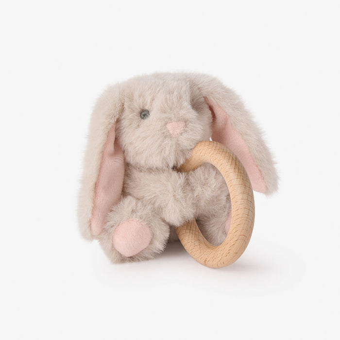 Elegant Baby Bunny Wood Ring Rattle