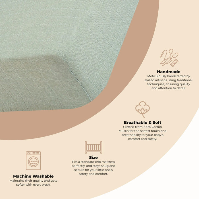 Crane Baby Evergreen Muslin Fitted Crib Sheet