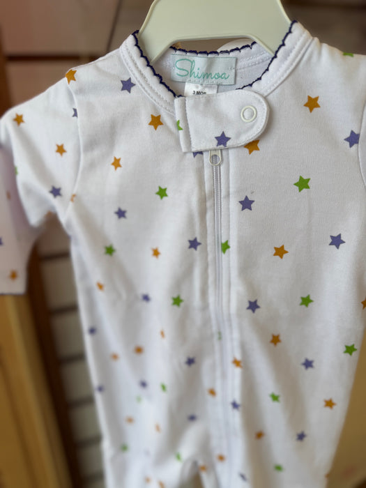 Cotton Peru Louisiana Mardi Gras Stars Zipper Footie