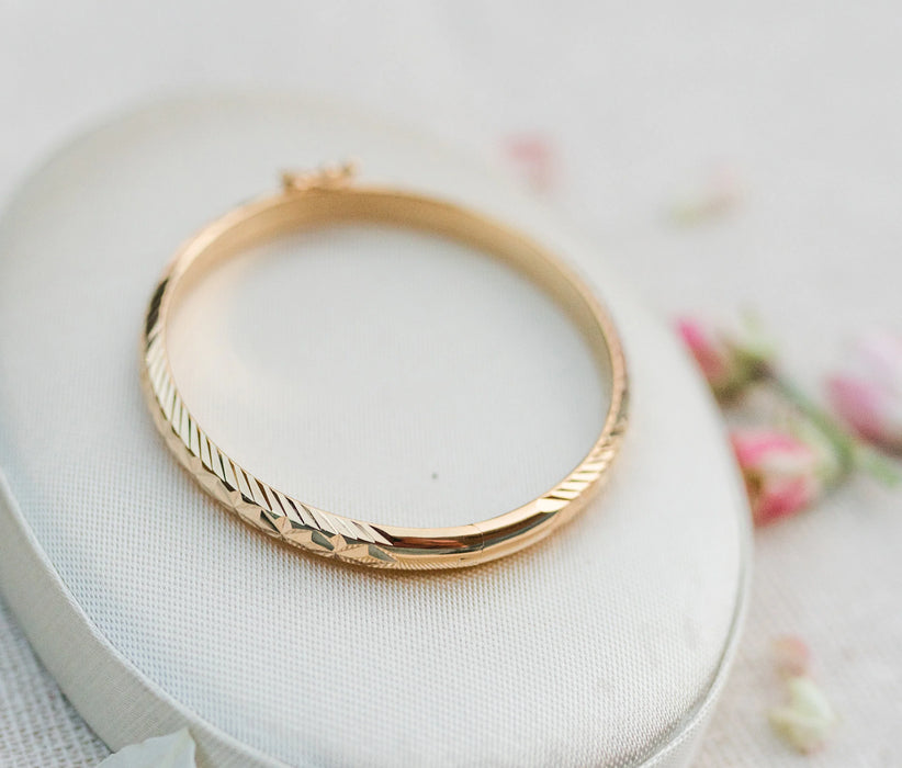 Cherished Moments Gold Bangle Etched Bracelet (SM)