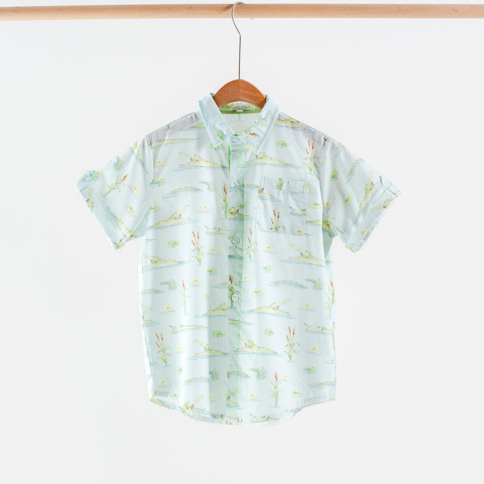 Nola Tawk Gator Games Short Sleeve Collared Shirt