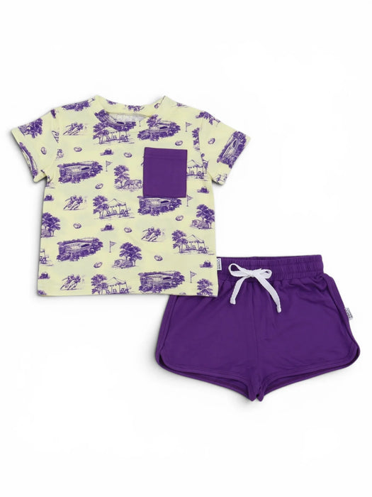 Southern Slumber Tiger Toile Bamboo Varsity Short Set