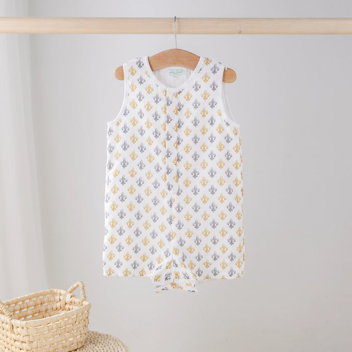 Nola Tawk Black & Gold Fleur De Lis Organic Muslin Shortall