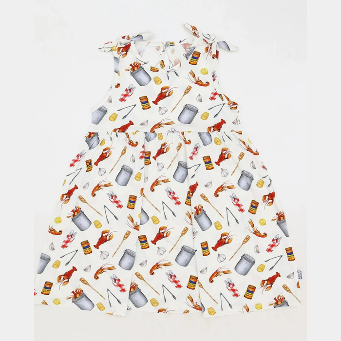 Southern Slumber Crawfish Boil Bamboo Shoulder Tie Dress