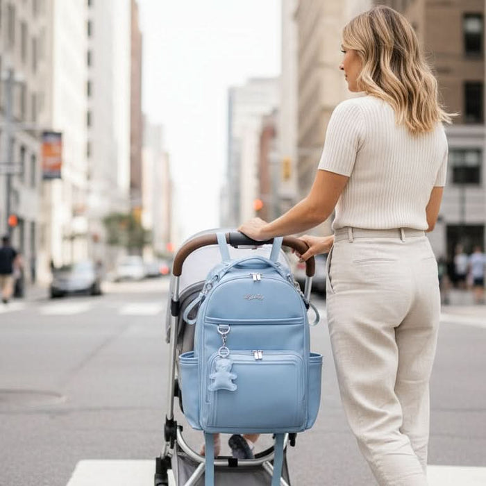 Itzy Ritzy Teddy Blue Boss Plus Backpack Diaper Bag