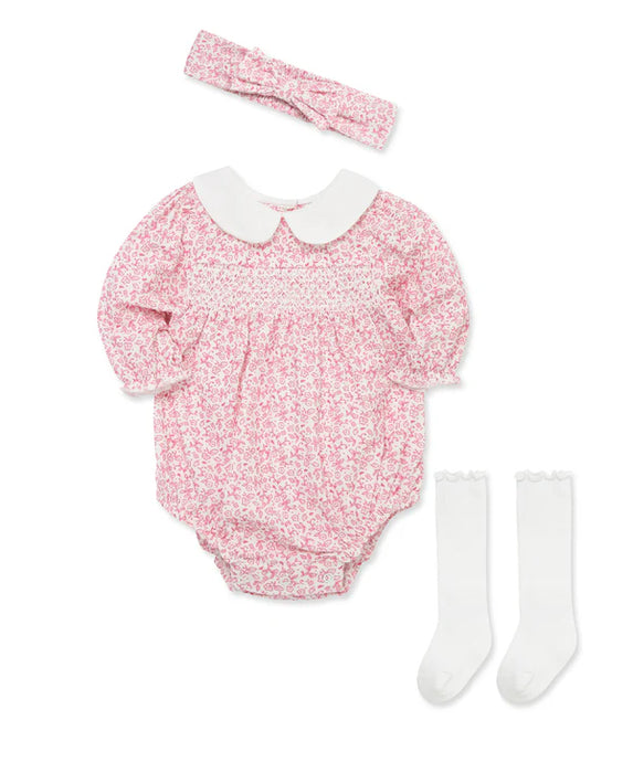 Little Me Pink Floral Outline Bubble Set