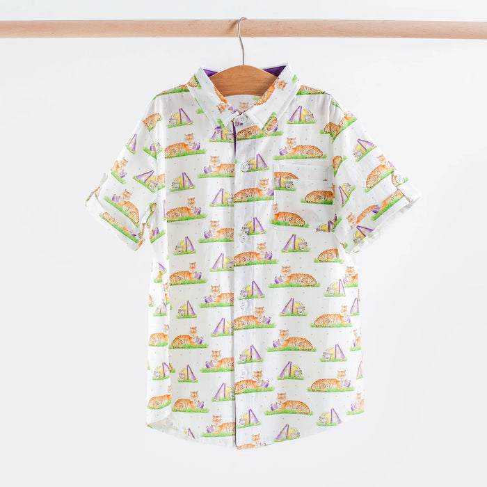 Nola Tawk Mascot Mania in Louisiana Short Sleeve Collared Shirt