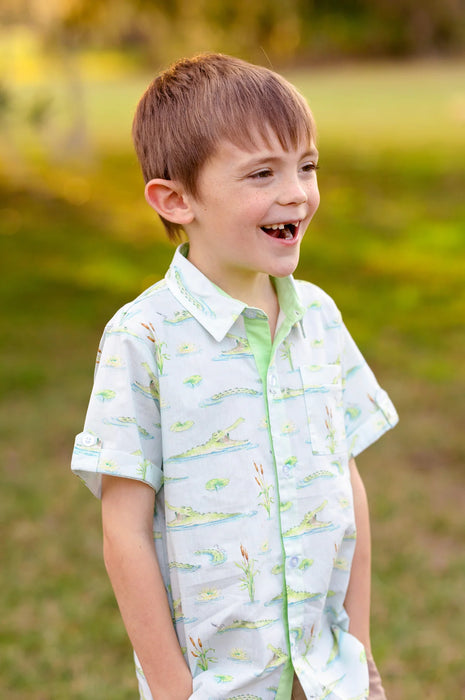 Nola Tawk Gator Games Short Sleeve Collared Shirt
