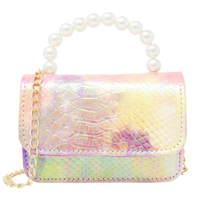 Zomi Gems Tie Dye Crocodile Pearl Handle Bag/Pink