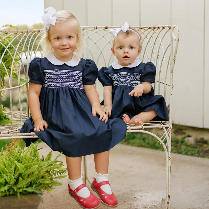 Feltman Bros Girls Smocked Dress Navy Navy