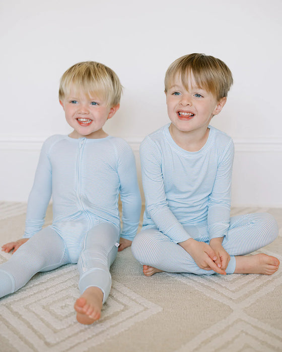 Uptown Baby Romper Powder Blue Mini Stripes