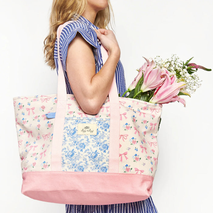 Itzy Ritzy Canvas Tote Bag Ribbons and Roses