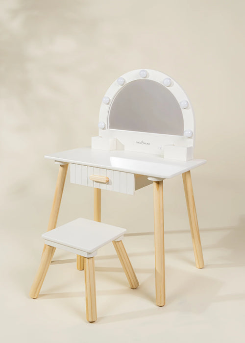 Coco Village Wooden Play Vanity with Lighted Mirror and Stool