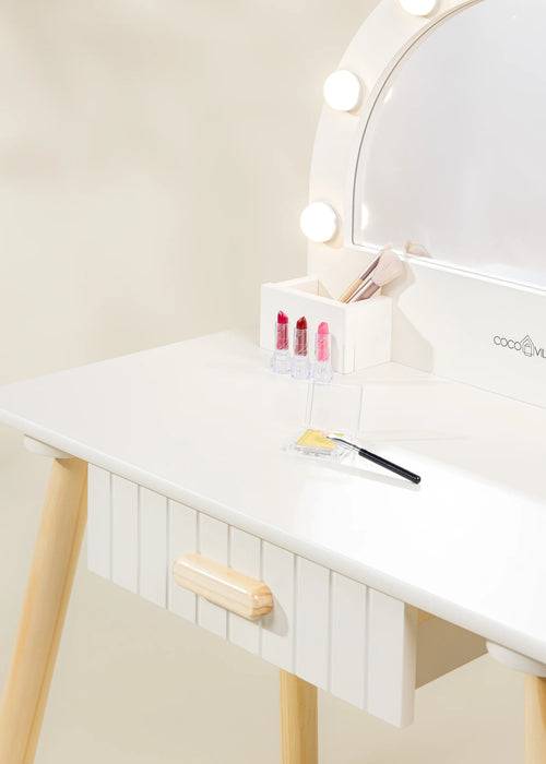 Coco Village Wooden Play Vanity with Lighted Mirror and Stool