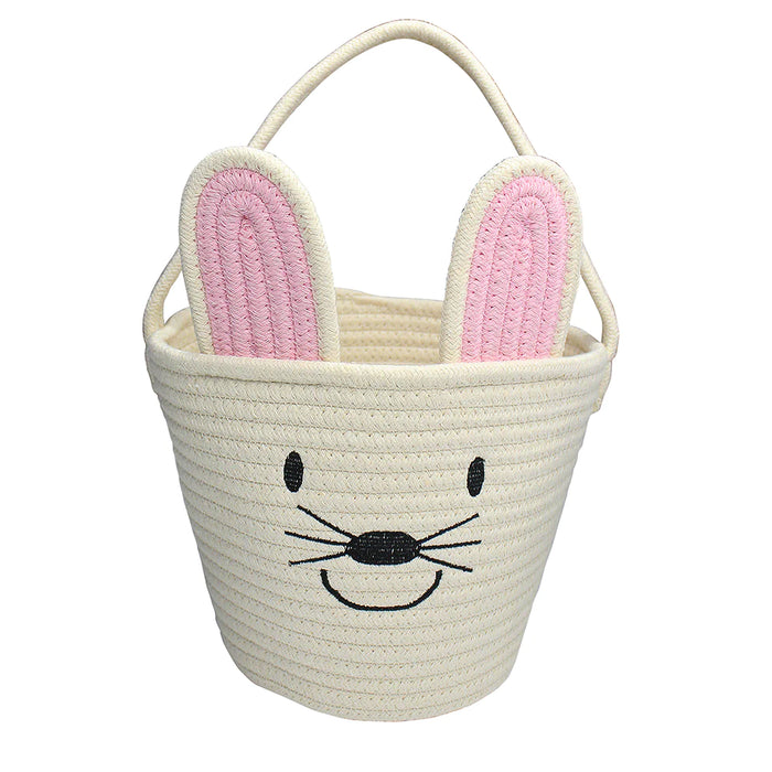 Cream Bunny Rope Basket