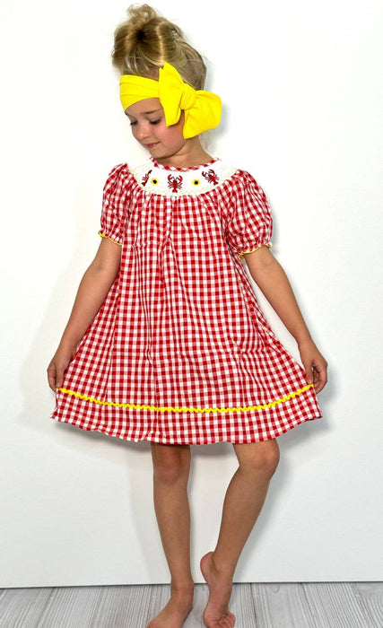Clover Cottage Crawfish Smocked Girls Dress