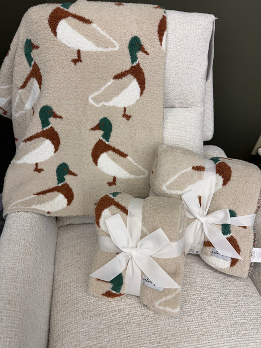 Velvet Fawn Chenille Blanket Mallard Duck ADULT