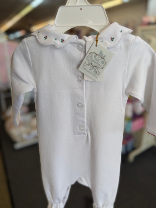Feltman Bros Girls Holiday Wreath Cotton Romper