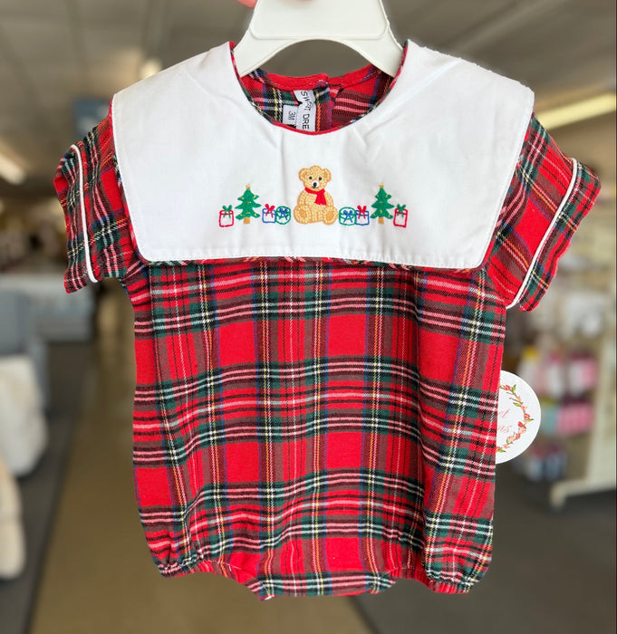DS Linens Sweet Dreams Teddy Bear Emb Plaid Boy Bubble