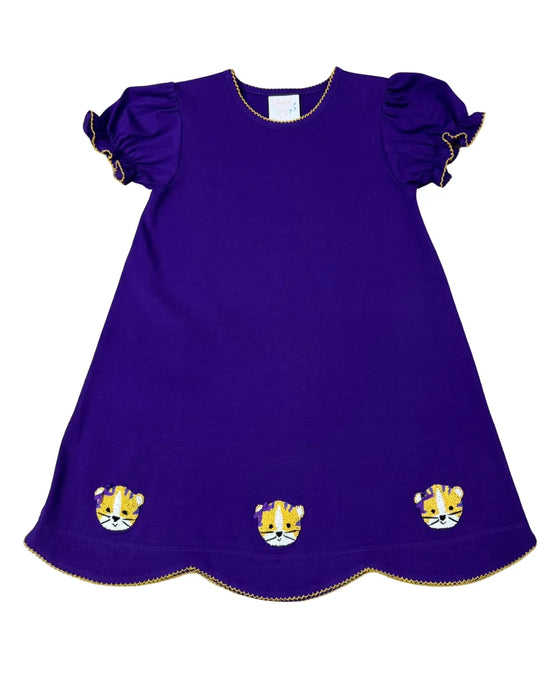 Ziebell Showroom Purple & Gold Tiger Scalloped Dress