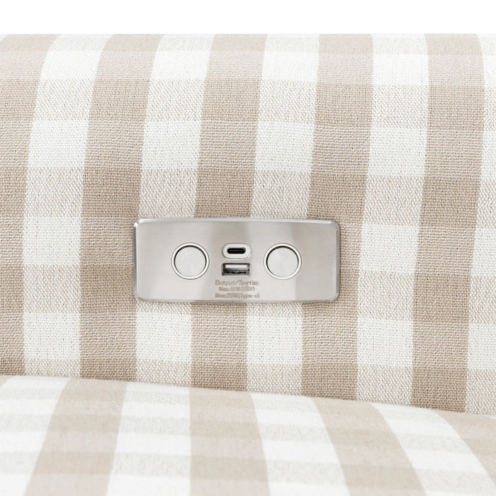 Monroe Power Recliner - Tan Gingham