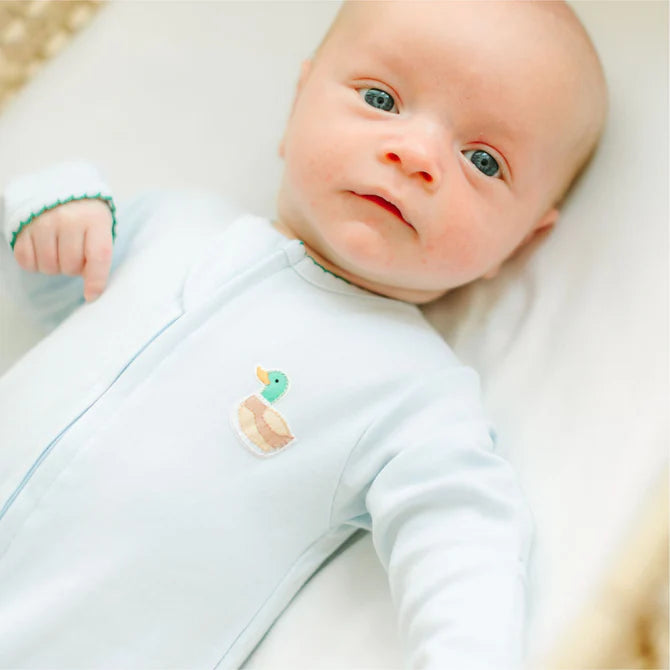 Magnolia Baby Mini Mallard Embroidered Zip Footie