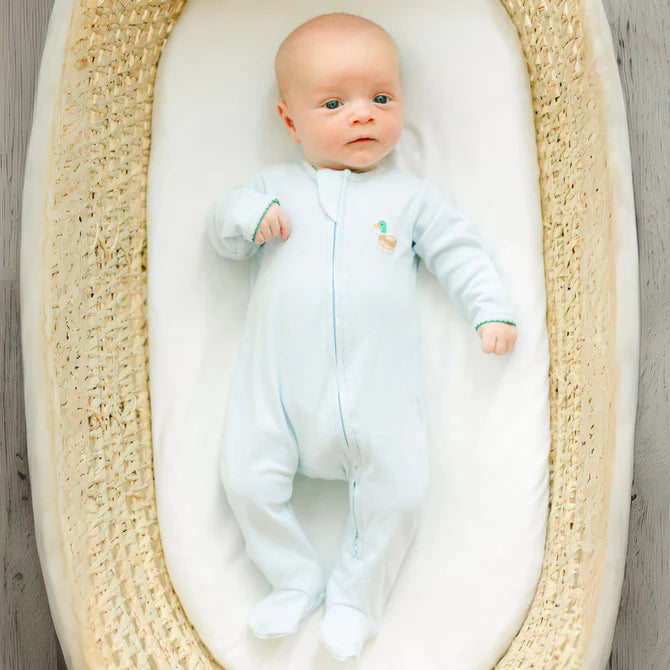 Magnolia Baby Mini Mallard Embroidered Zip Footie