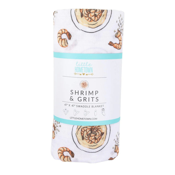 Little Hometown Shrimp & Grits Swaddle Blanket