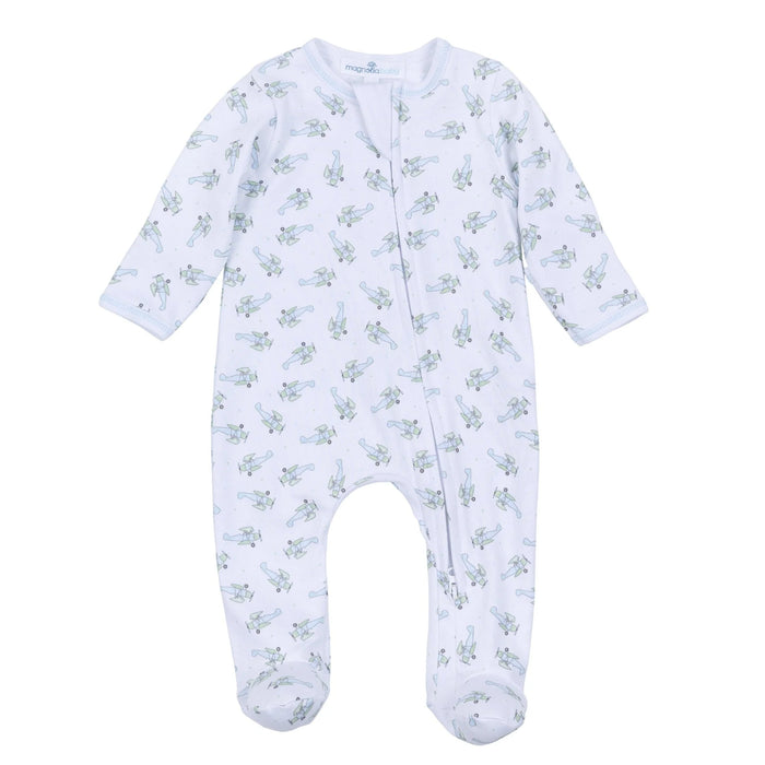 Magnolia Baby Take Flight Print Zip Footie