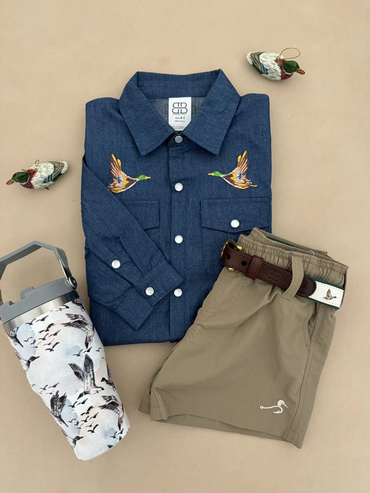 Velvet Fawn Redford Pearl Snap Mallard Denim  Shirt