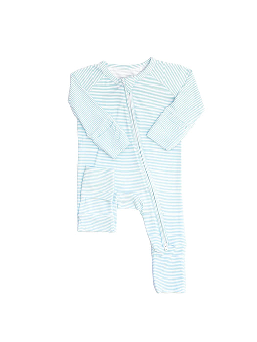 Uptown Baby Romper Powder Blue Mini Stripes