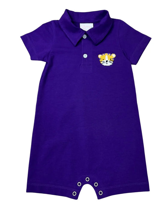 Ziebell Showroom Purple & Gold Tiger Polo Romper