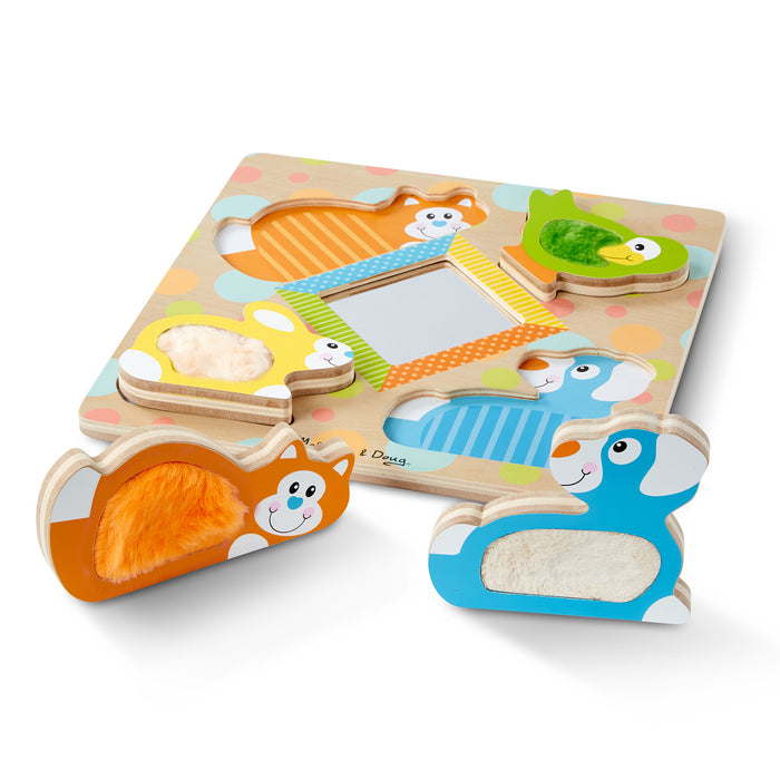 Melissa & Doug First Play Touch and Feel Puzzle Peek-a-Boo Pets With Mirror