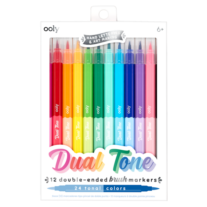 Ooly Dual Tone Double Ended Brush Marker - set of 12/24 colors